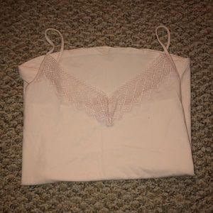 Light pink cami with lace trim